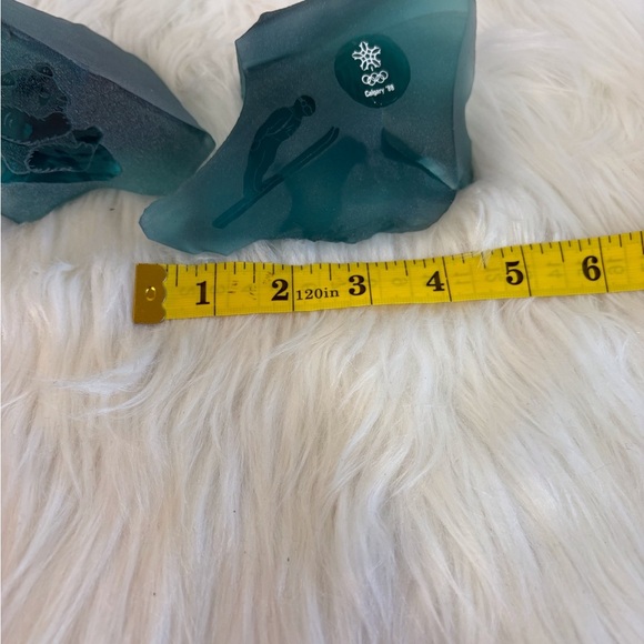 Elegant Teal Glass Art Pieces 1988 Olympics - Picture 5 of 9
